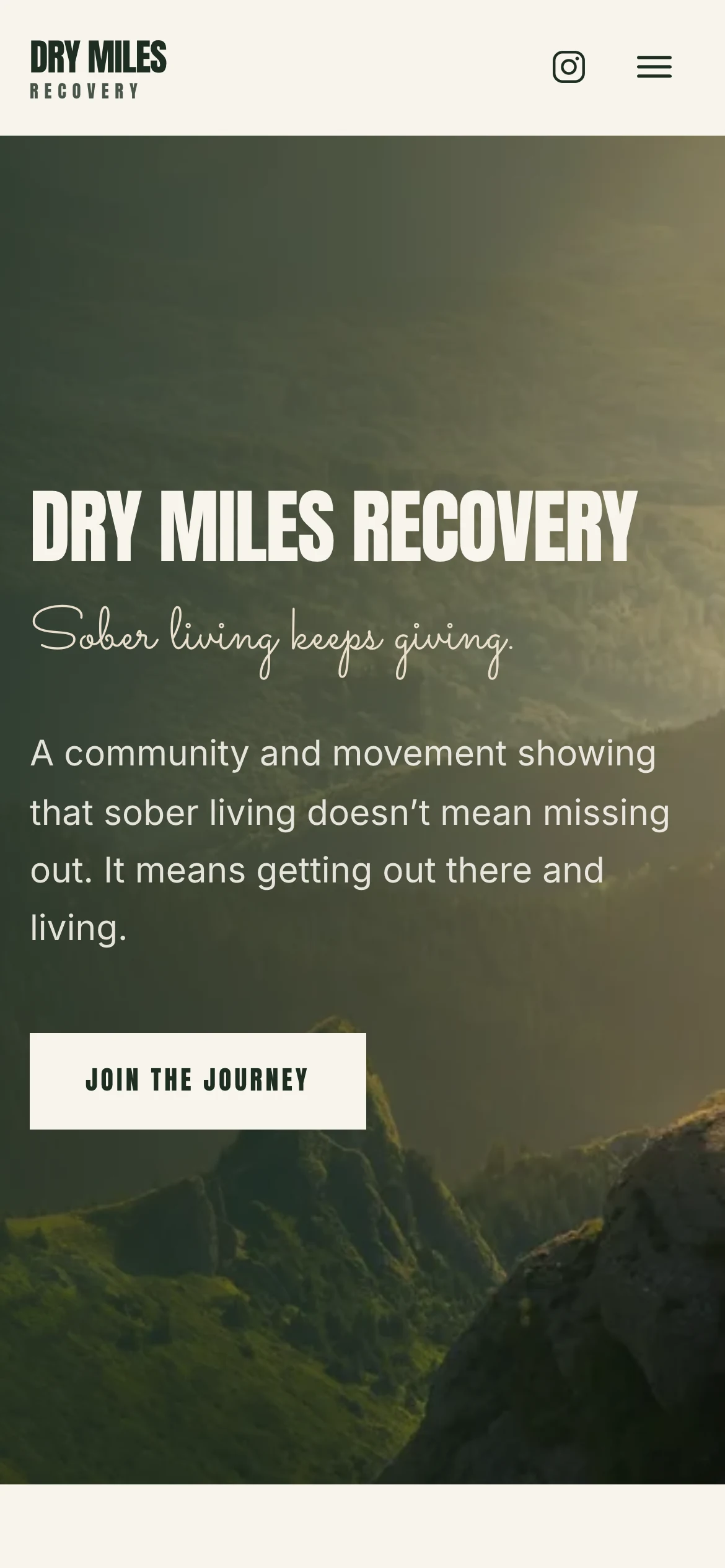 Dry Miles Recovery website, home page on a phone