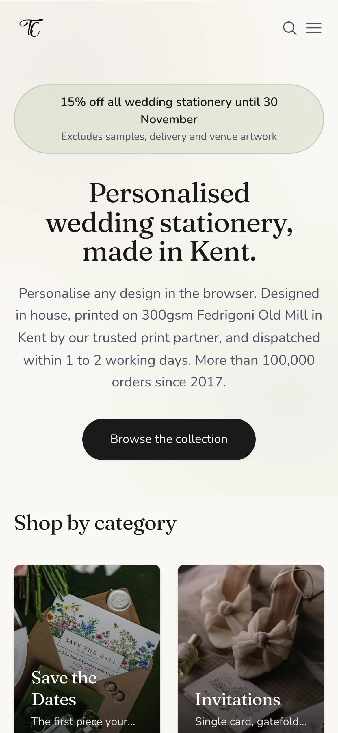 TavernCreative website, home page on a phone